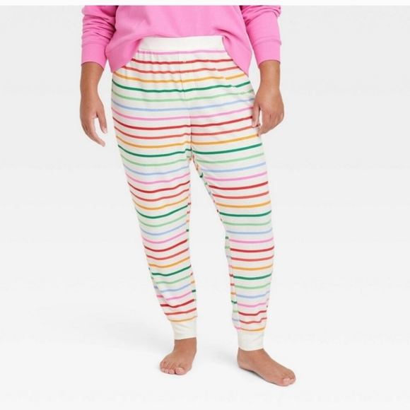 Wondershop Women's Rainbow Striped Thermal Pajama Jogger Pants - Sz 3x NWT - Picture 1 of 7